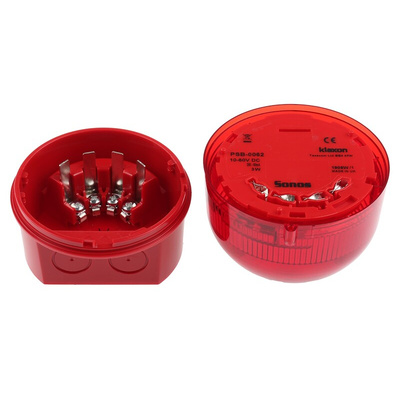 Klaxon Red Beacon, 10 → 60 V dc, Base Mount, Xenon Bulb, IP65