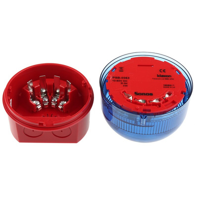 Klaxon Blue Beacon, 10 → 60 V dc, Base Mount, Xenon Bulb, IP65