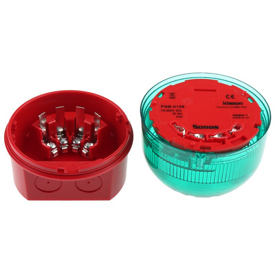 Klaxon Green Beacon, 10 → 60 V dc, Base Mount, Xenon Bulb, IP65