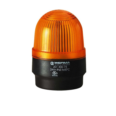 Werma 201 Series Yellow Continuous lighting Beacon, 230 V, Base Mount, LED Bulb