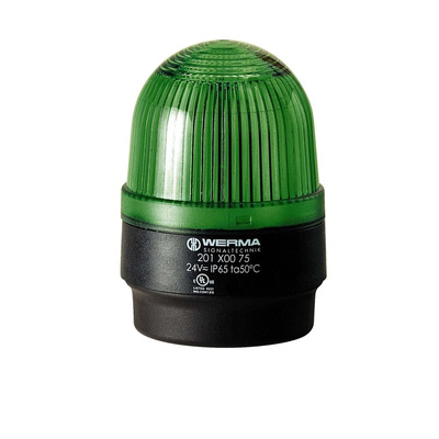 Werma 202 Series Green Flashing Beacon, 24 V, Base Mount, Xenon Bulb