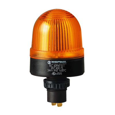 Werma 207 Series Yellow Continuous lighting Beacon, 115 V, Built-in Mounting, LED Bulb