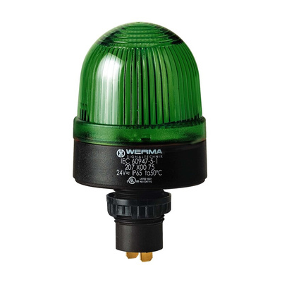 Werma 208 Series Green Flashing Beacon, 24 V, Built-in Mounting, Xenon Bulb