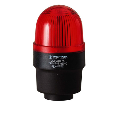 Werma 209 Series Red Continuous lighting Beacon, 230 V, Tube Mounting, LED Bulb
