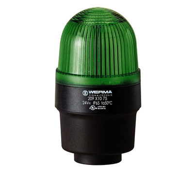 Werma 209 Series Green Continuous lighting Beacon, 24 V, Tube Mounting, LED Bulb