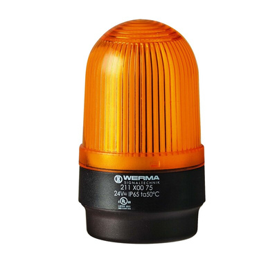 Werma 211 Series Yellow Continuous lighting Beacon, 230 V, Base Mount, LED Bulb