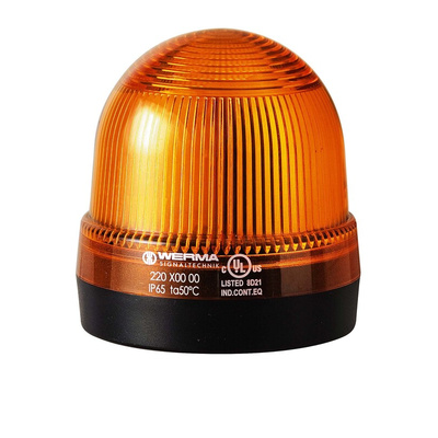 Werma 222 Series Yellow Flashing Beacon, 24 V, Base Mount, Xenon Bulb