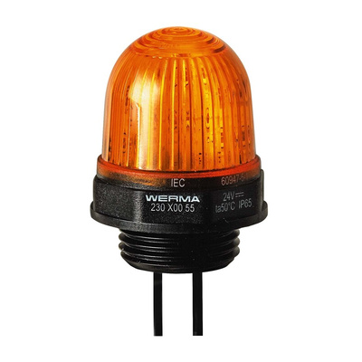 Werma 230 Series Yellow Continuous lighting Beacon, 12 V, Built-in Mounting, LED Bulb