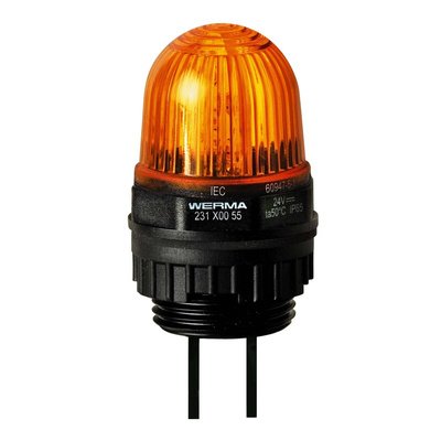 Werma 231 Series Yellow Continuous lighting Beacon, 115 V, Built-in Mounting, LED Bulb
