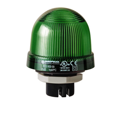Werma 816 Series Green Continuous lighting Beacon, 115 V, Built-in Mounting, LED Bulb