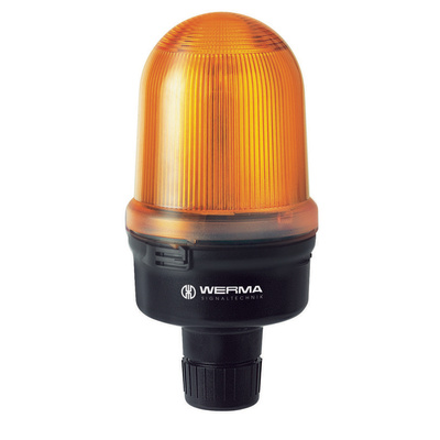 Werma 828 Series Yellow Flashing Beacon, 115 V ac, Tube Mounting, Xenon Bulb