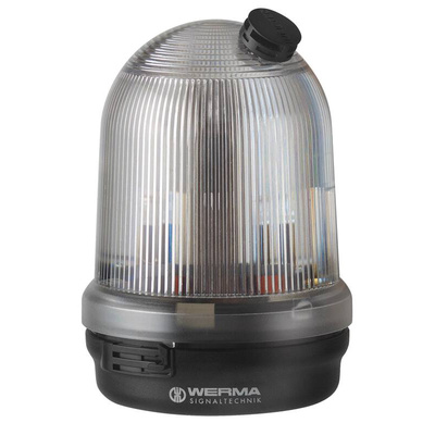 Werma 828 Series Clear Flashing Beacon, 230 V ac, Base Mount, Xenon Bulb