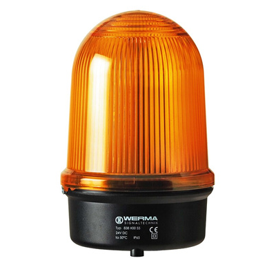 Werma 838 Series Yellow Flashing Beacon, 115 V, Base Mount, Xenon Bulb
