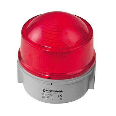 Werma 897 Series Red Flashing Beacon, 24 V, Base Mount/ Wall Mount, Xenon Bulb