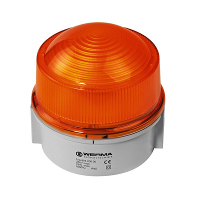 Werma 897 Series Yellow Flashing Beacon, 24 V, Base Mount/ Wall Mount, Xenon Bulb