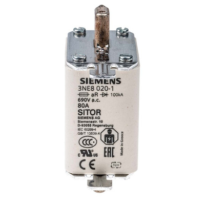 Siemens 80A Centred Tag Fuse, NH00, 690V ac