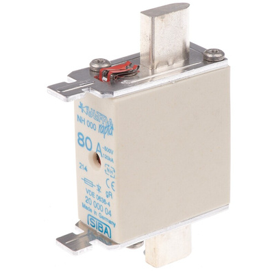 SIBA 80A NH Fuse, NH000, 500V ac