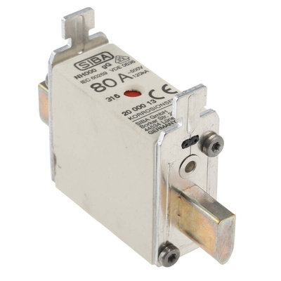 SIBA 80A NH Fuse, NH000, 500V ac