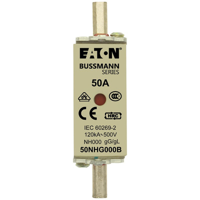 Eaton 50A Centred Tag Fuse, NH000, 500V ac