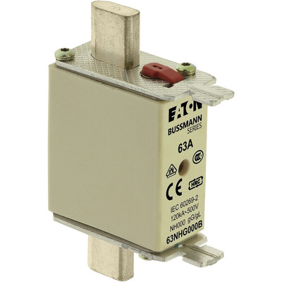 Eaton 63A Centred Tag Fuse, NH000, 500V ac