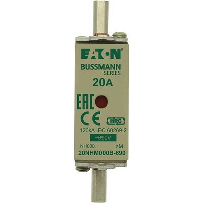 Eaton 20A NH Fuse, NH000, 690V ac