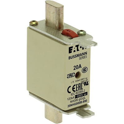 Eaton 20A NH Fuse, NH000, 690V ac