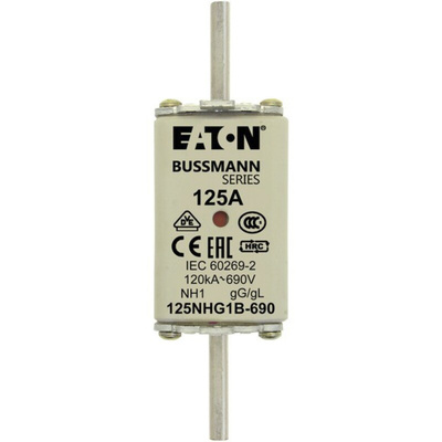 Eaton 125A Centred Tag Fuse, NH1, 690V ac