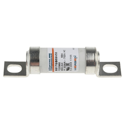 Mersen 55A British Standard Fuse, 17 x 49mm, 690V, 61 → 65.5mm