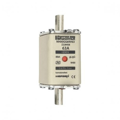 Mersen 63A NH Fuse, NH 00, 690V ac