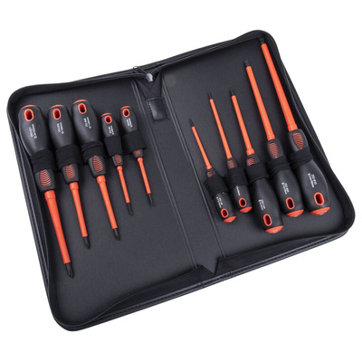 RS PRO Phillips; Pozidriv; Slotted Insulated Screwdriver Set, 10-Piece