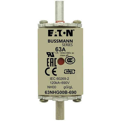 Eaton 63A NH Fuse, NH00, 690V ac