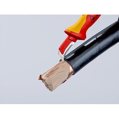 Knipex Stripping Knives with guide shoe insulating multi-component handle, VDE/1000V, 180 mm Overall, 38 mm Blade,
