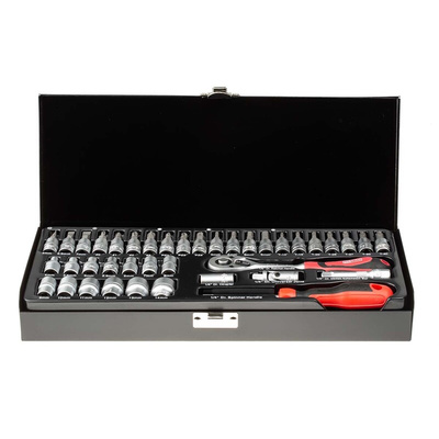 RS PRO 39-Piece Metric 1/4 in Standard Socket/Bit Set with Ratchet