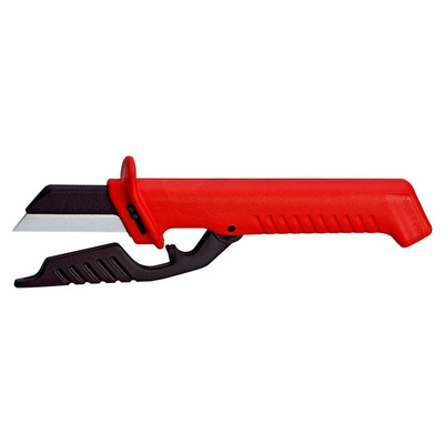 Knipex Cable Knife with replaceable blade, VDE/1000V, 190 mm Overall, 50 mm Blade, Single-Material Handle
