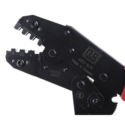 RS PRO Hand Ratcheting Crimp Tool for Crimp Contacts, 0,5 → 6mm² Wire