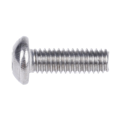 RS PRO M4 x 12mm Hex Socket Button Screw Plain Stainless Steel