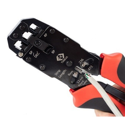 CK Ratchet Crimping Pliers Hand Crimp Tool for RJ11 Connectors, RJ12 Connectors, RJ45 Connectors