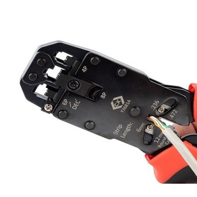 CK Ratchet Crimping Pliers Hand Crimp Tool for RJ11 Connectors, RJ12 Connectors, RJ45 Connectors
