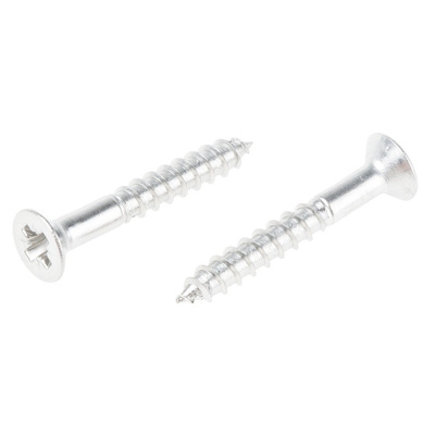 Pozidriv Countersunk Stainless Steel Wood Screw, A2 304, 3.5mm Thread, 25mm Length