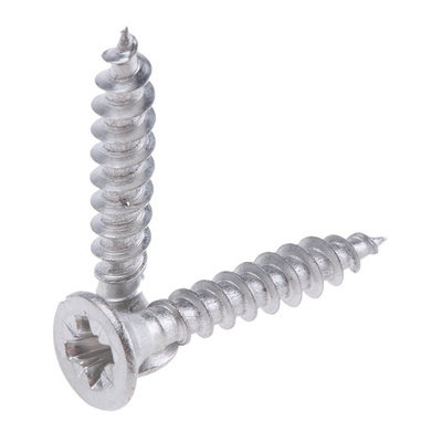 Pozidriv Countersunk Stainless Steel Wood Screw, A2 304, 4mm Thread, 25mm Length