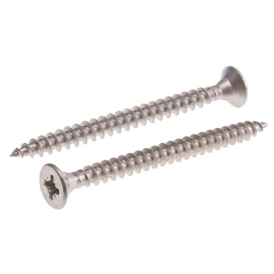 Pozidriv Countersunk Stainless Steel Wood Screw, A2 304, 5mm Thread, 60mm Length