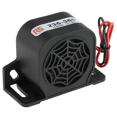 RS PRO Universal Electronic Sounder, 12 → 80 V dc, 107dB at 1 m, DC, Single-Tone