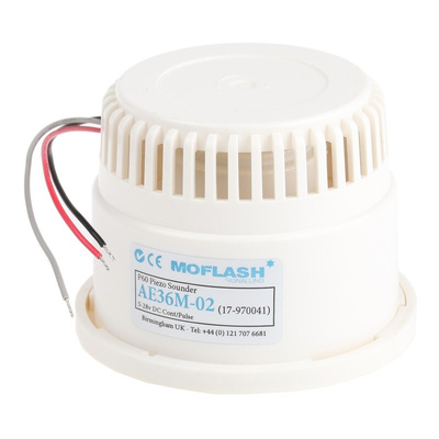 Moflash AE36M Series Panel Mount Electronic Sounder, 12/24V dc, 100dB at 1 m, IP30, DC, 2-Tone