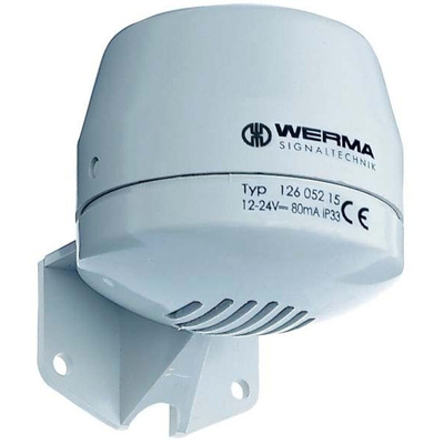 Werma 126 Series Wall Mount Electronic Sounder, 12 → 24 V, 105dB at 1 m, IP65, DC, 4-Tone