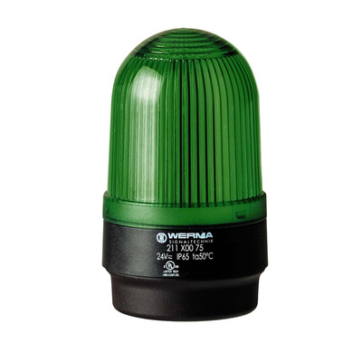 Werma 211 Series Green Continuous lighting Beacon, 115 V, Base Mount, LED Bulb