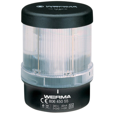 Werma 806 Series Clear Continuous lighting Beacon, 24 V, Base Mount/ Wall Mount, LED Bulb