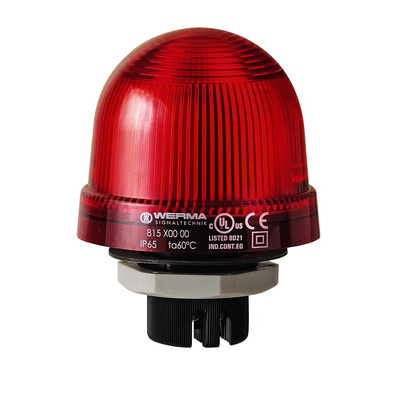 Werma 816 Series Red Flashing Beacon, 24 V, Built-in Mounting, LED Bulb