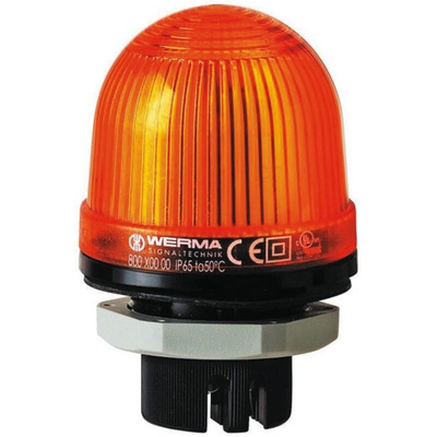 Werma EM 801 Series Yellow Steady Beacon, 230 V ac, Panel Mount, LED Bulb