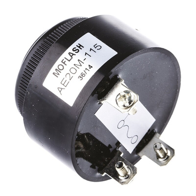 Moflash AE20M Series Panel Mount Buzzer, 115V AC, 95dB at 1 m, IP55, AC, 2-Tone