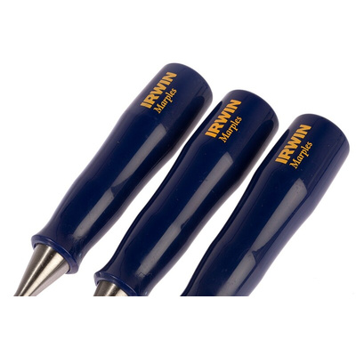 Irwin 3 Piece Steel Bevel Edge Chisel Set, 13.0 mm, 19 mm, 25 mm Blade Width